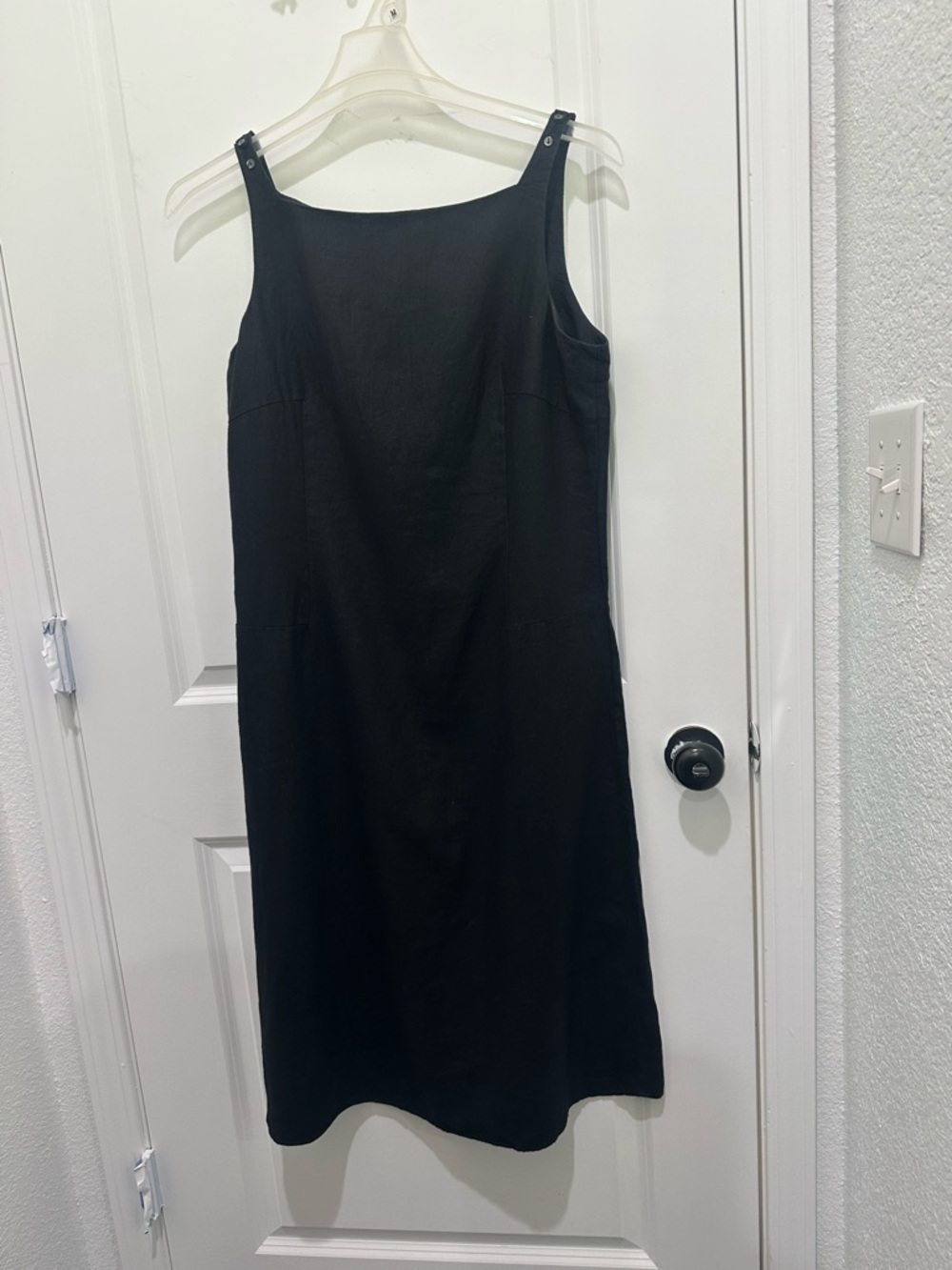 VTG GAP y2k 100% linen Black Sleeveless Midi Shift Dress